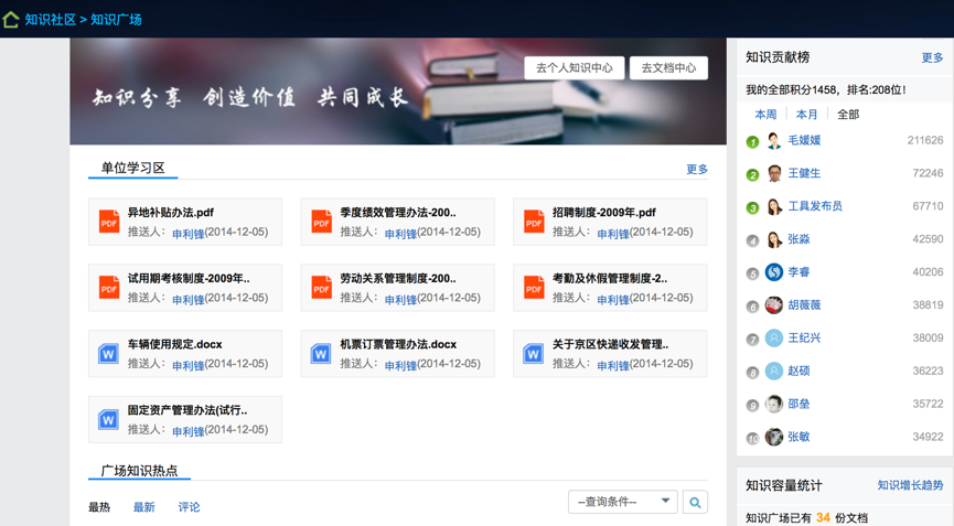 OA個(gè)人知識中心是將通過文檔發(fā)布到知識中心的信息進(jìn)行全面